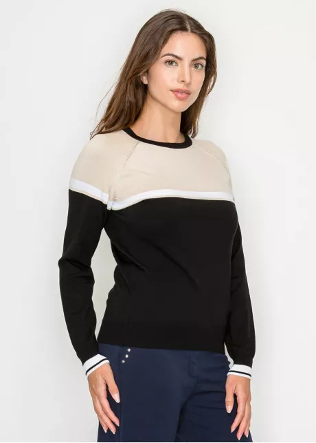 Black and Beige Colorblock Sweater