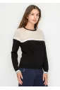 Black and Beige Colorblock Sweater