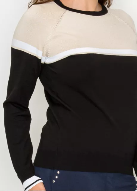 Black and Beige Colorblock Sweater