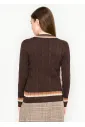 Brown Cable Knit V-Neck Sweater