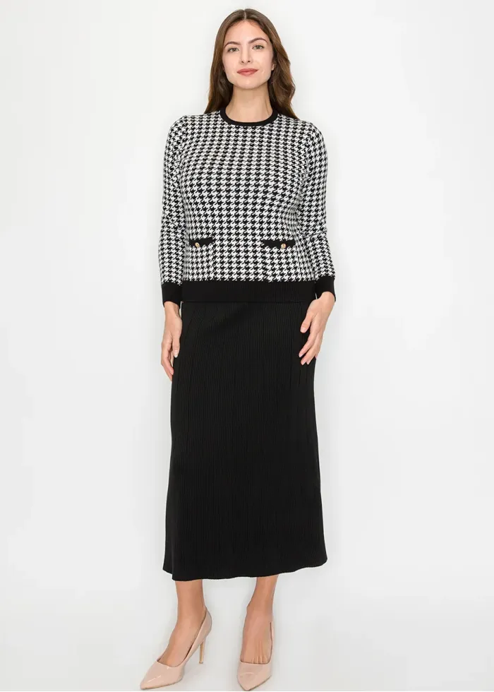 Black & White Houndstooth Sweater