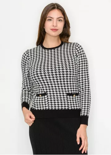 Black & White Houndstooth Sweater Black & White Houndstooth Sweater