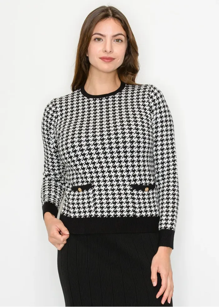 Black & White Houndstooth Sweater