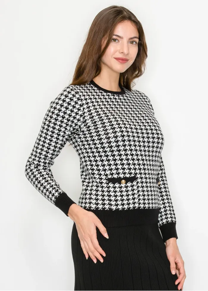 Black & White Houndstooth Sweater