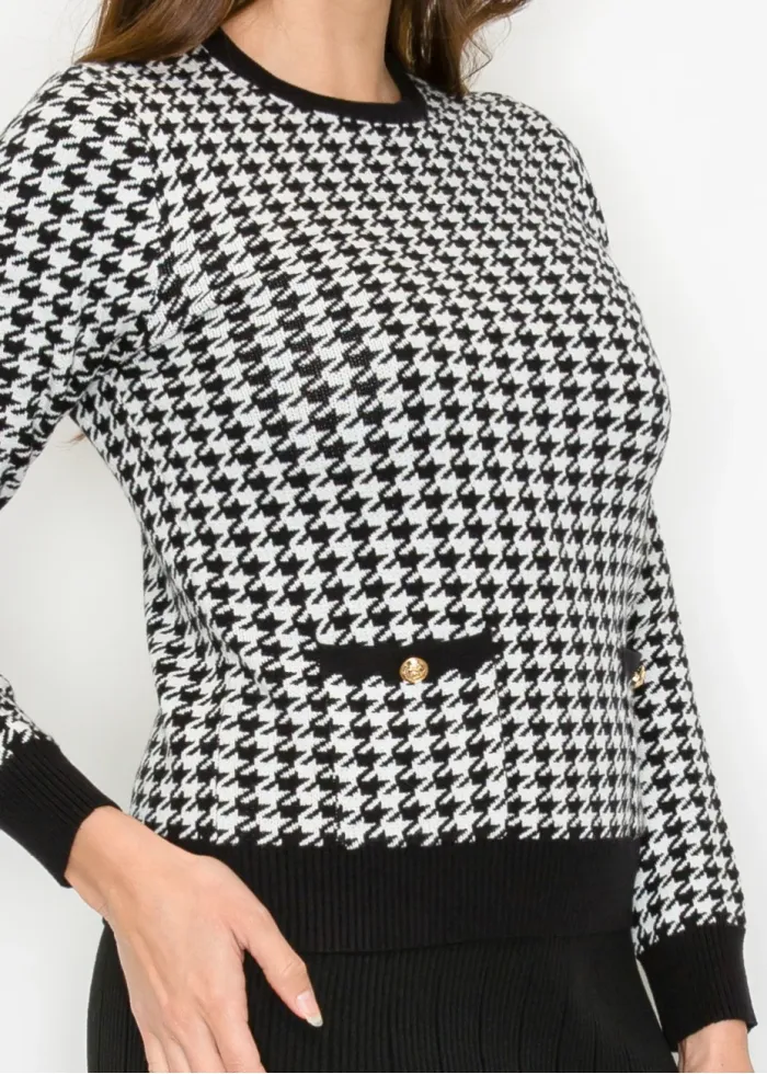 Black & White Houndstooth Sweater