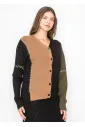 Colorblock Cardigan with Contrast Stitch Detail