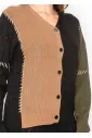 Colorblock Cardigan with Contrast Stitch Detail