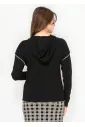 Black Hoodie Sweater with Contrast Stitch Detail