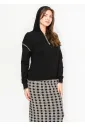 Black Hoodie Sweater with Contrast Stitch Detail
