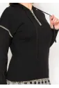 Black Hoodie Sweater with Contrast Stitch Detail