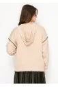 Oatmeal Hoodie with Black Stitch Detail