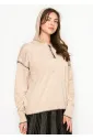 Oatmeal Hoodie with Black Stitch Detail