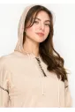Oatmeal Hoodie with Black Stitch Detail