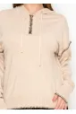 Oatmeal Hoodie with Black Stitch Detail