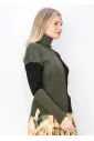Two-Tone Olive and Black High Neck Sweater