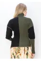 Two-Tone Olive and Black High Neck Sweater