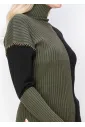 Two-Tone Olive and Black High Neck Sweater