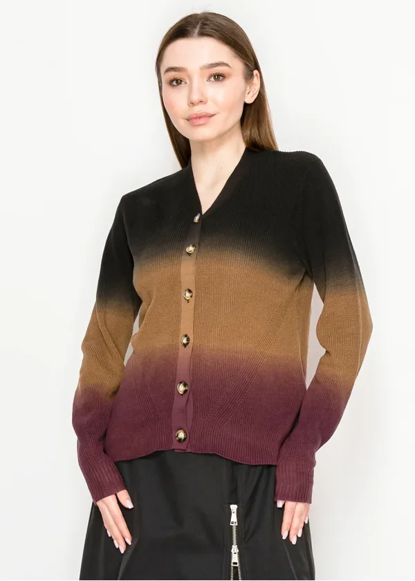Ombre Cardigan in Black, Camel, and Burgundy