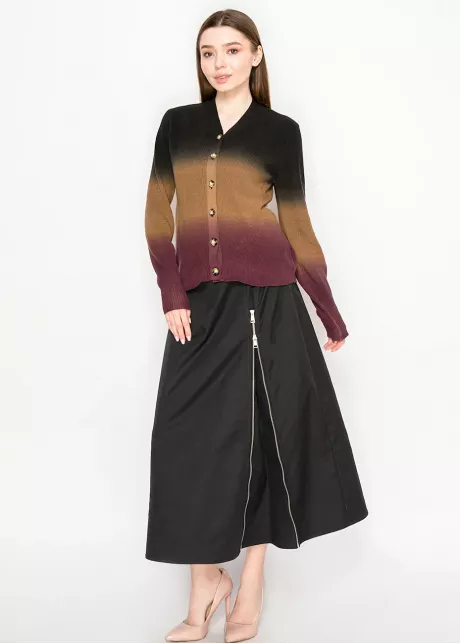 Ombre Cardigan in Black, Camel, and Burgundy