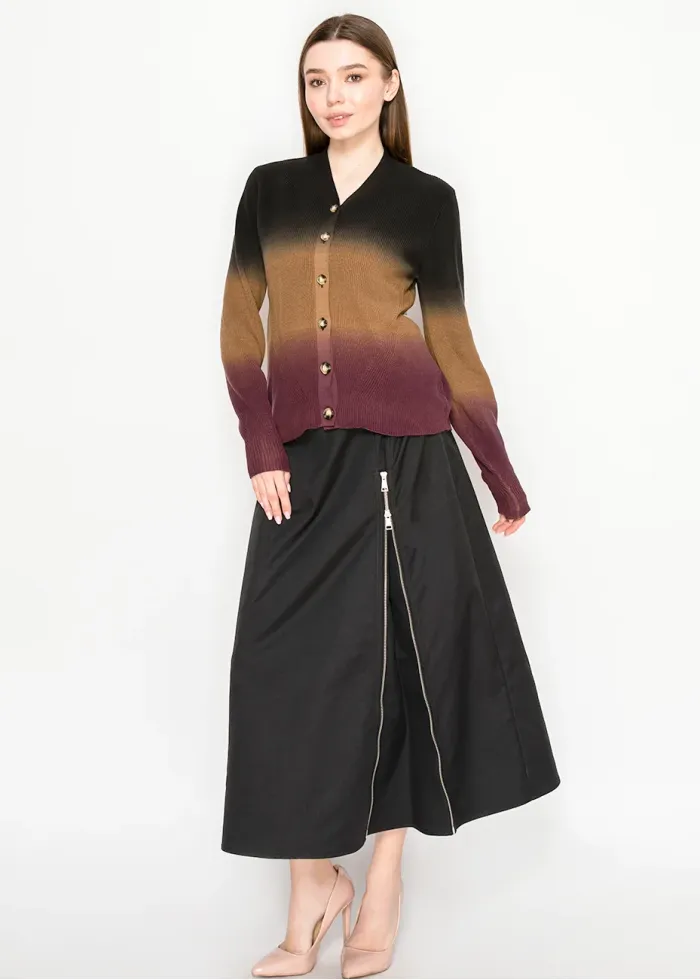 Ombre Cardigan in Black, Camel, and Burgundy