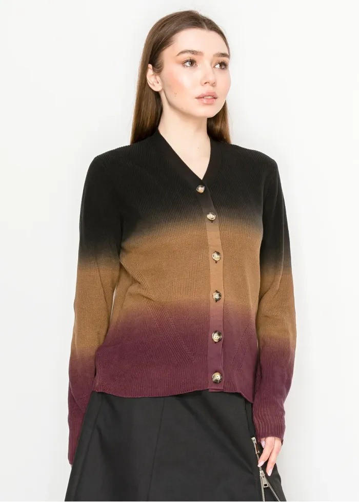 Ombre Cardigan in Black, Camel, and Burgundy