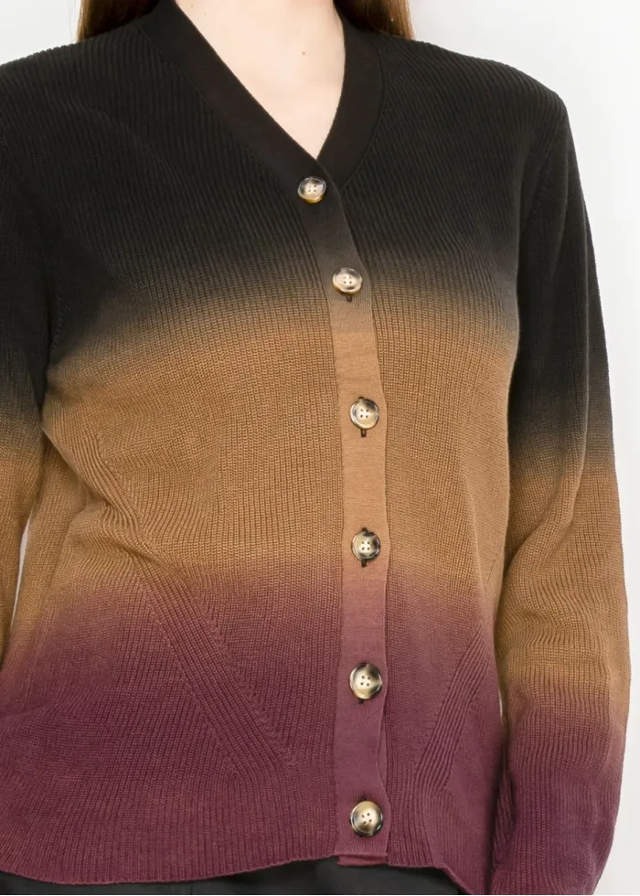 Ombre Cardigan in Black, Camel, and Burgundy