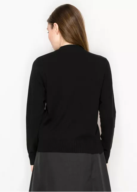 Black Embroidered Floral Button Cardigan