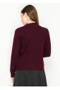 Burgundy Floral Embroidered V-Neck Cardigan