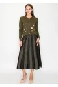 Olive Knit Cardigan with Floral Embroidery