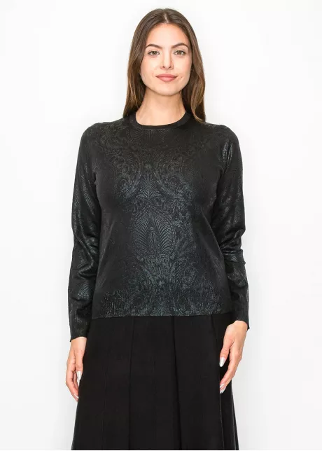 Shimmer Black Sweater with Elegant Pattern