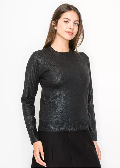 Shimmer Black Sweater with Elegant Pattern