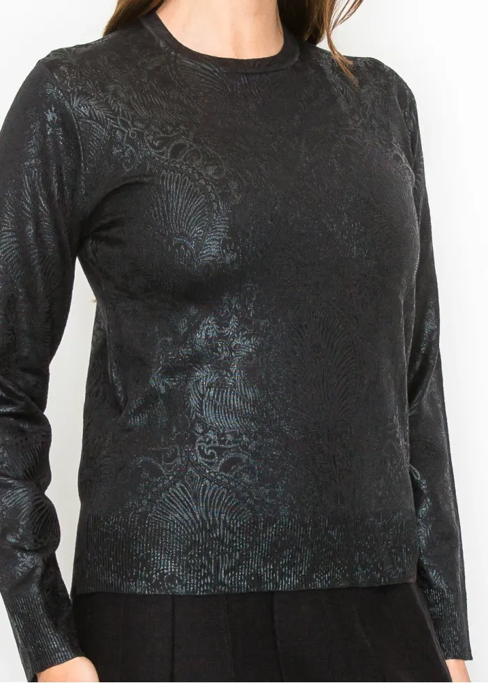 Shimmer Black Sweater with Elegant Pattern