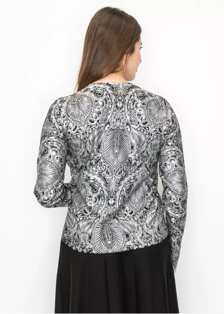 Metallic Silver Pattern Crewneck Sweater