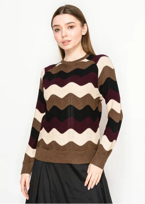 Brown and Burgundy Chevron Sweater