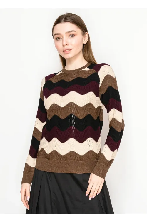 Brown and Burgundy Chevron Sweater