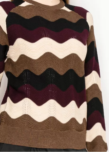 Brown and Burgundy Chevron Sweater