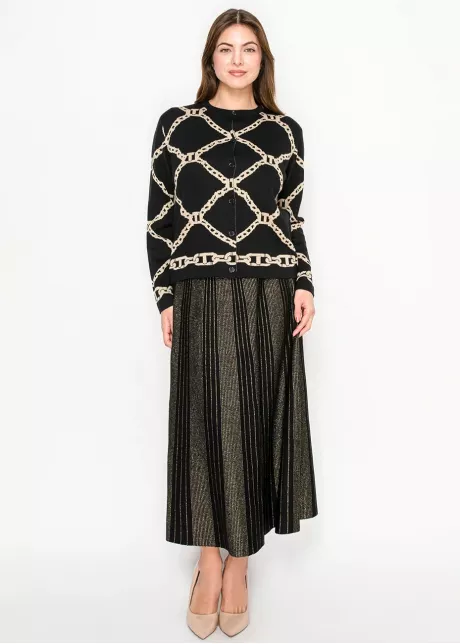 Graphic Chain Print Black Cardigan