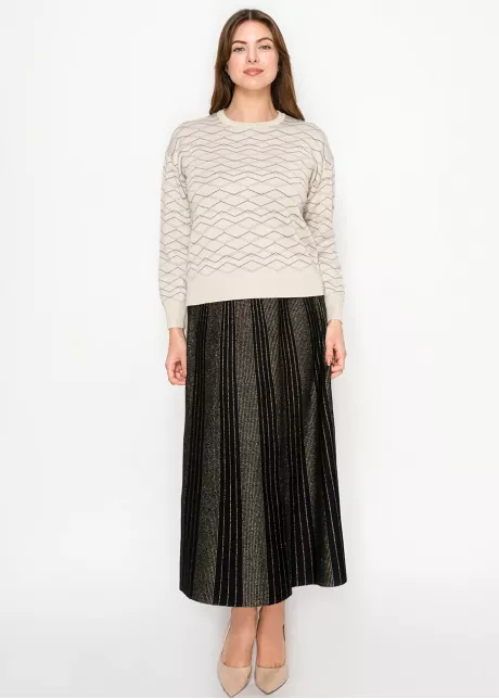 Cream Sweater with Graphic Knit Design