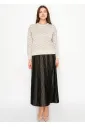 Cream Sweater with Graphic Knit Design