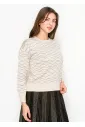 Cream Sweater with Graphic Knit Design