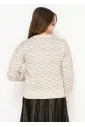 Cream Sweater with Graphic Knit Design