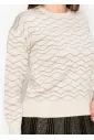 Cream Sweater with Graphic Knit Design