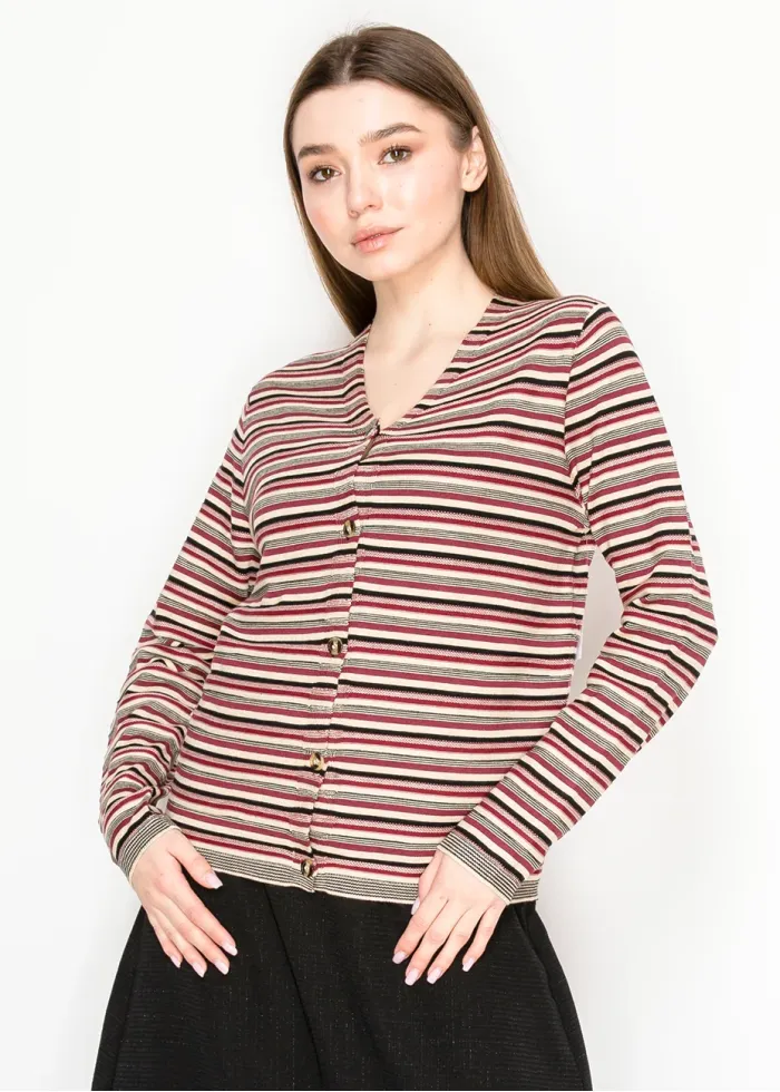 Multicolor Stripe Knit Cardigan