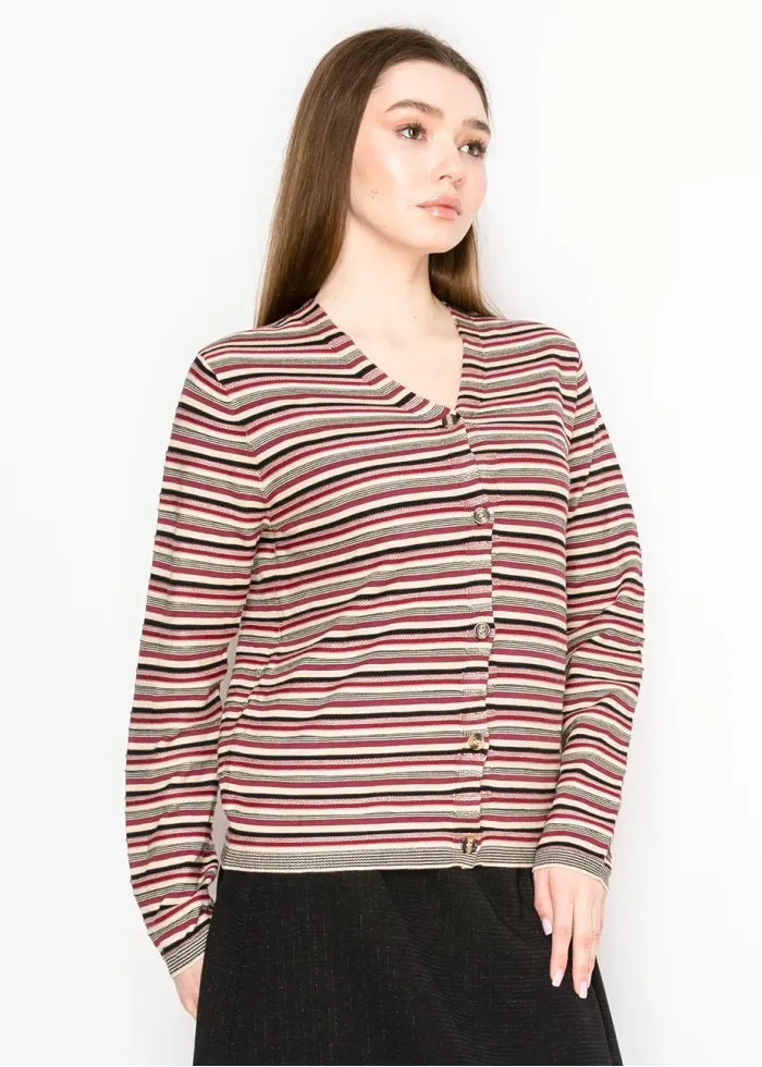 Multicolor Stripe Knit Cardigan