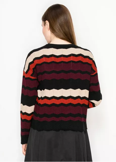 Burgundy Multi-Stripe Chevron Sweater