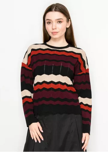 Burgundy Multi-Stripe Chevron Sweater Burgundy Multi-Stripe Chevron Sweater