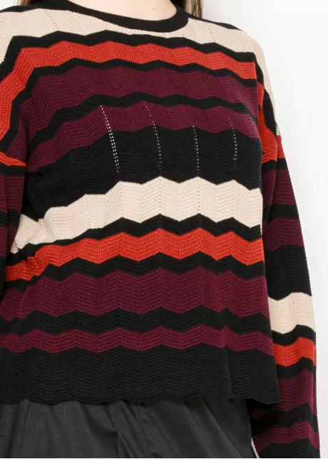 Burgundy Multi-Stripe Chevron Sweater