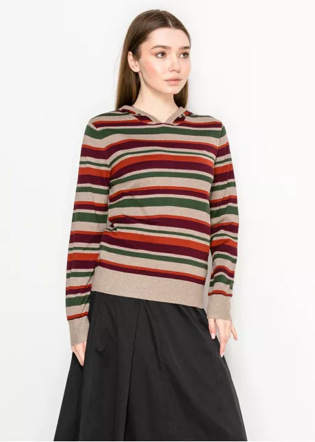 Colorful Striped Pullover Hoodie Knit