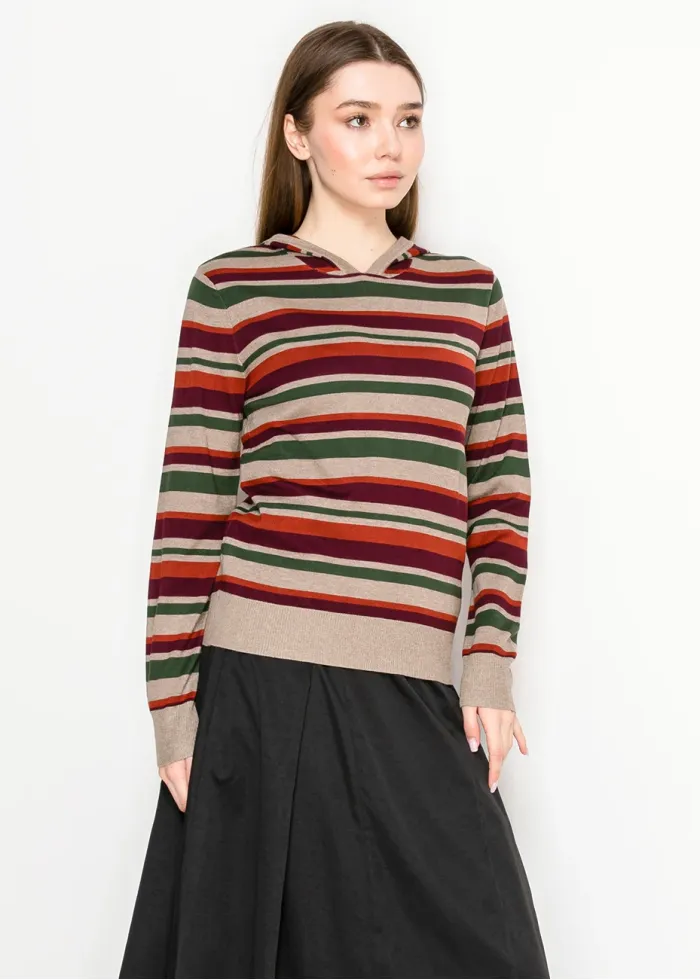 Colorful Striped Pullover Hoodie Knit