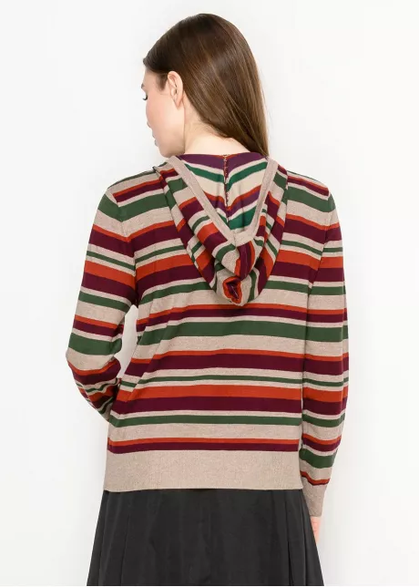 Colorful Striped Pullover Hoodie Knit